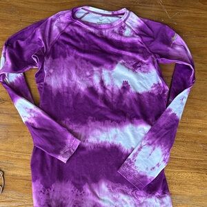 NIKE PRO COMBAT DRI FITPurple and White Tie-Dye Long Sleeve